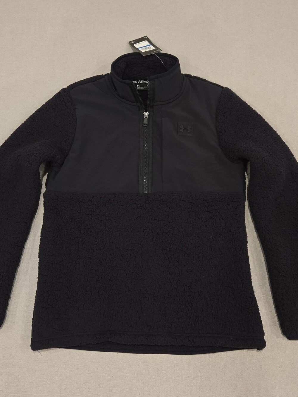 Under Armour Kids Black Sherpa Half-Zip Pullover Jacket High Pile